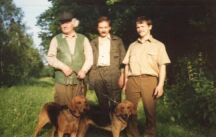 K. Lesiski, R. Standio, K. Janiak z psami Wronk i Sjk 